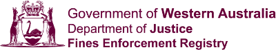 Government of Western Australia Department of Justice Fines Enforcement Registry logo